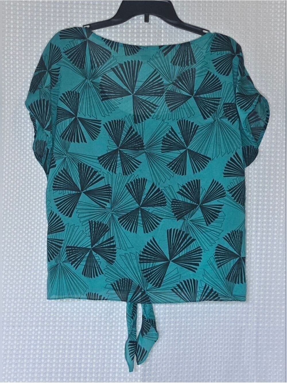 Teal Sheer Tie Front Blouse, Lightweight Summer Shirt - Picture 9 of 10